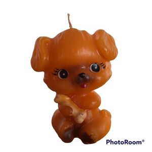 Vintage Novelty Dog Wax Candle - PUPPY DOG WITH BONE - Vintage Rare UNIQUE
